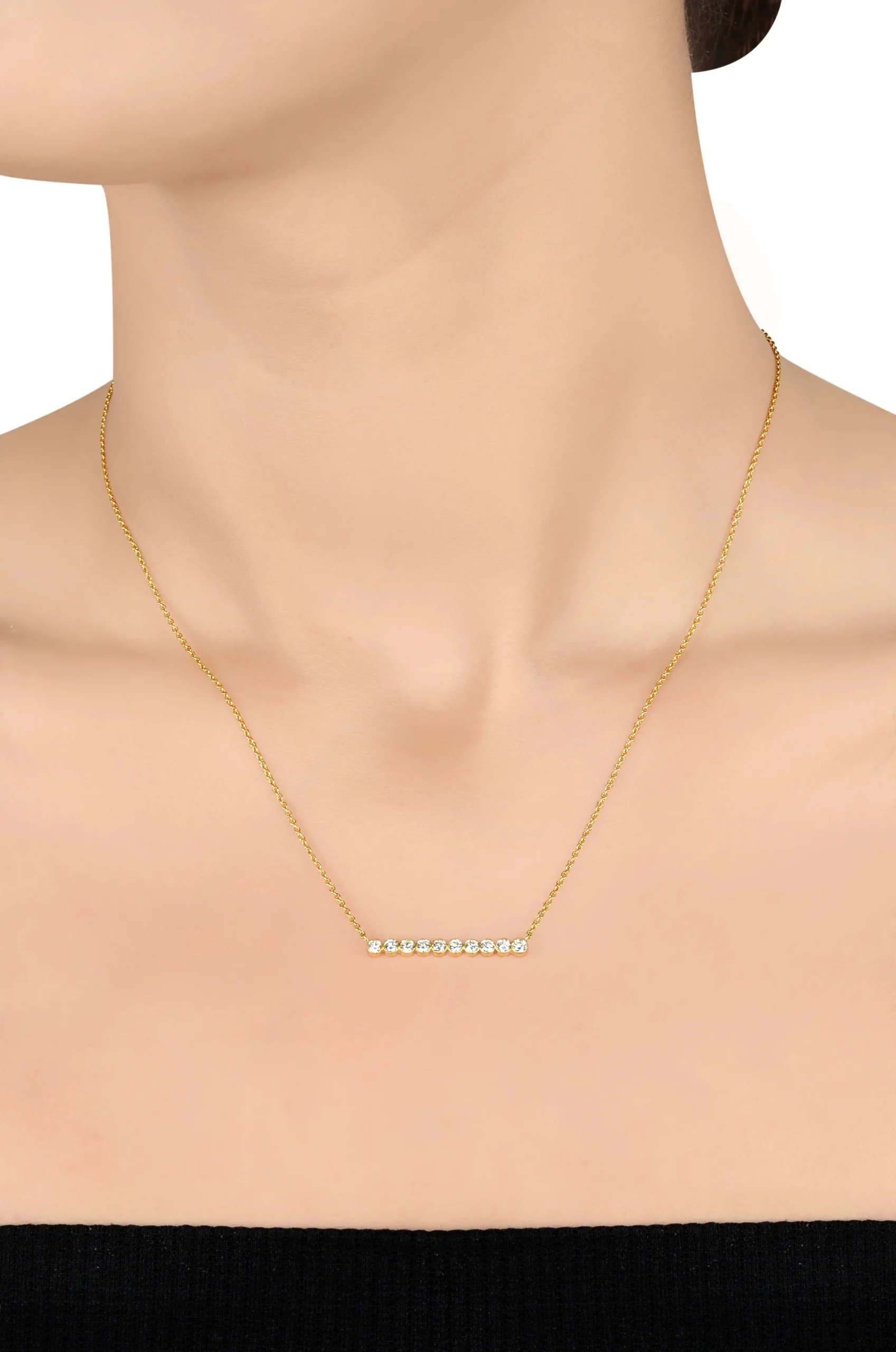Diamond line Gold Necklace In 18Kt - Image 3