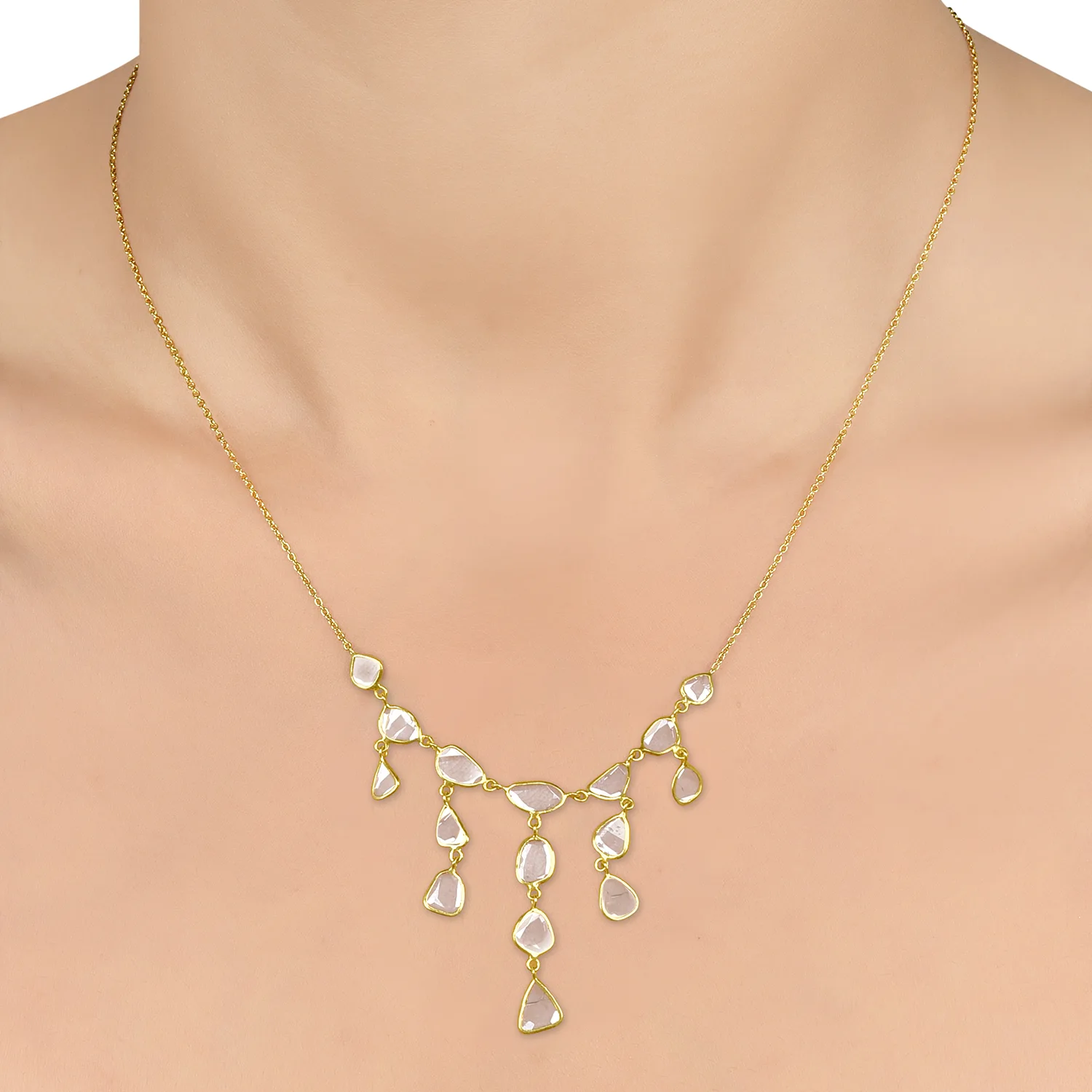 Polki Diamond Gold Necklace In 18Kt - Image 3