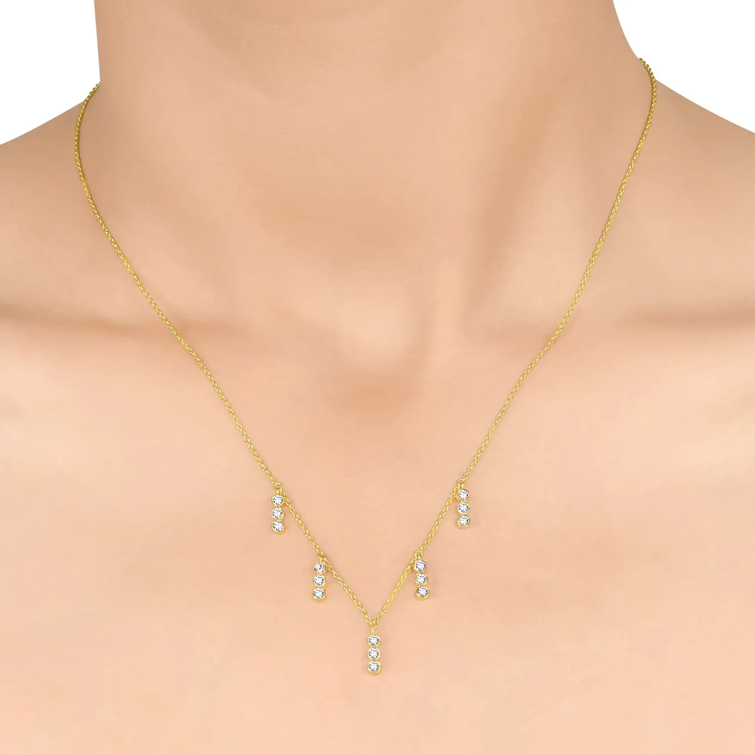 Three Dot Gold Diamond Necklace in 18Kt - Image 3