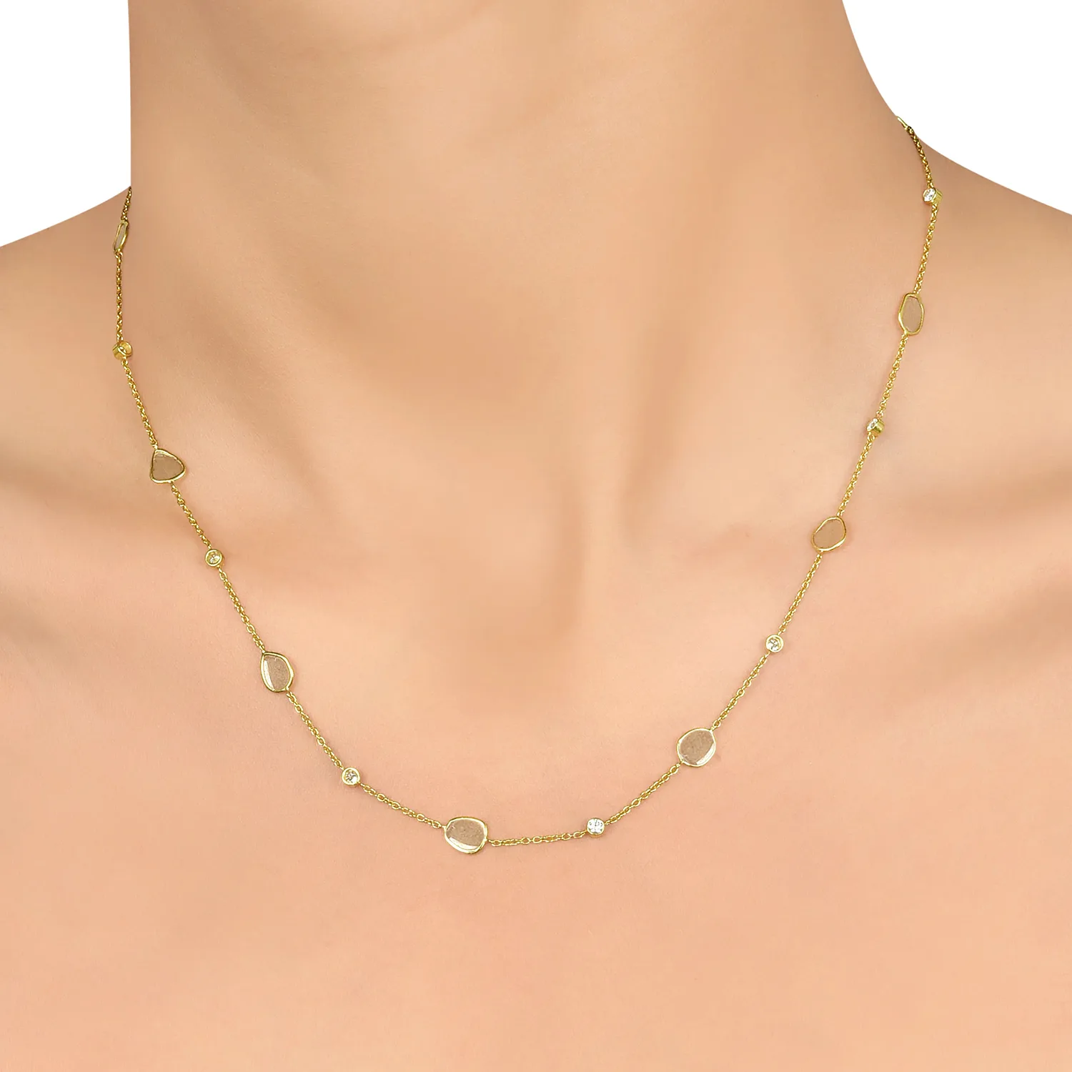 Gold Polki Chain Necklace in 18 Kt - Image 3