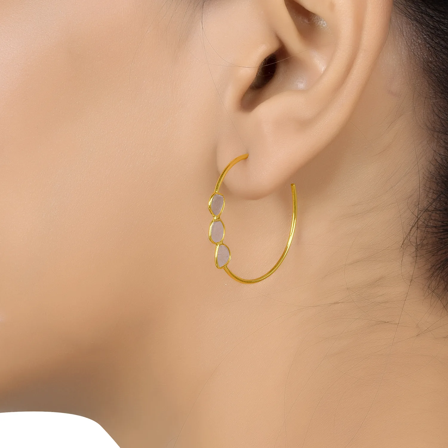 Gold Polki Earring in 18 Kt - Image 3
