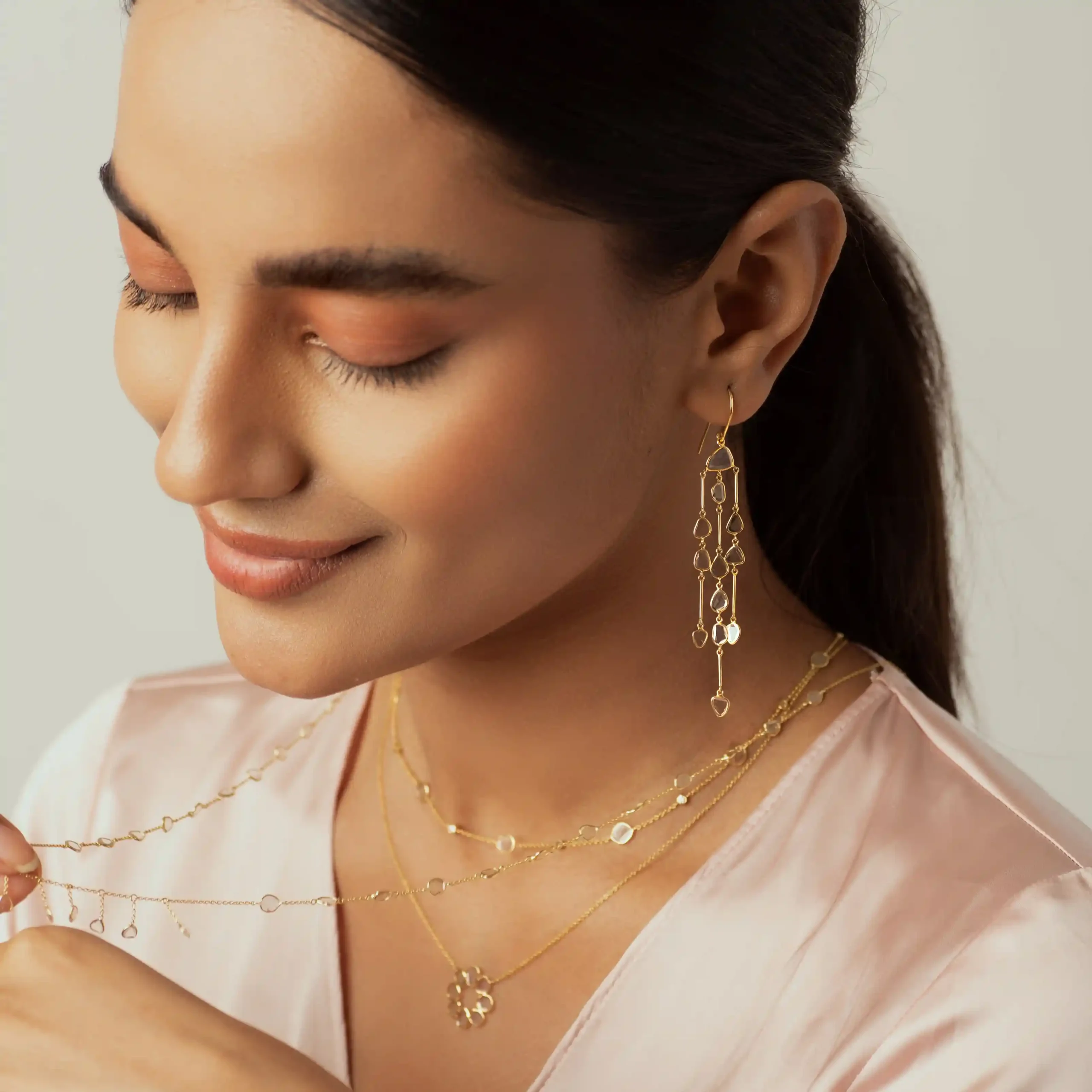 Gold Polki Chain Necklace in 18 Kt - Image 4