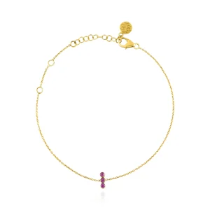 Three Dot Ruby Gold Bracelet In 18Kt