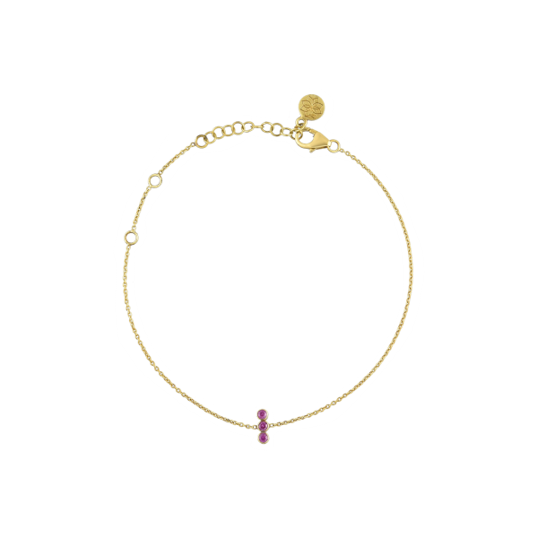 Three Dot Ruby Gold Bracelet In 18Kt