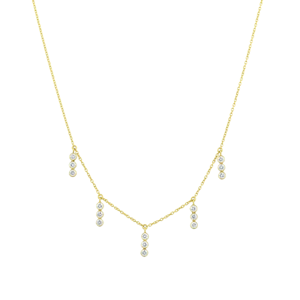 Three Dot Gold Diamond Necklace in 18Kt