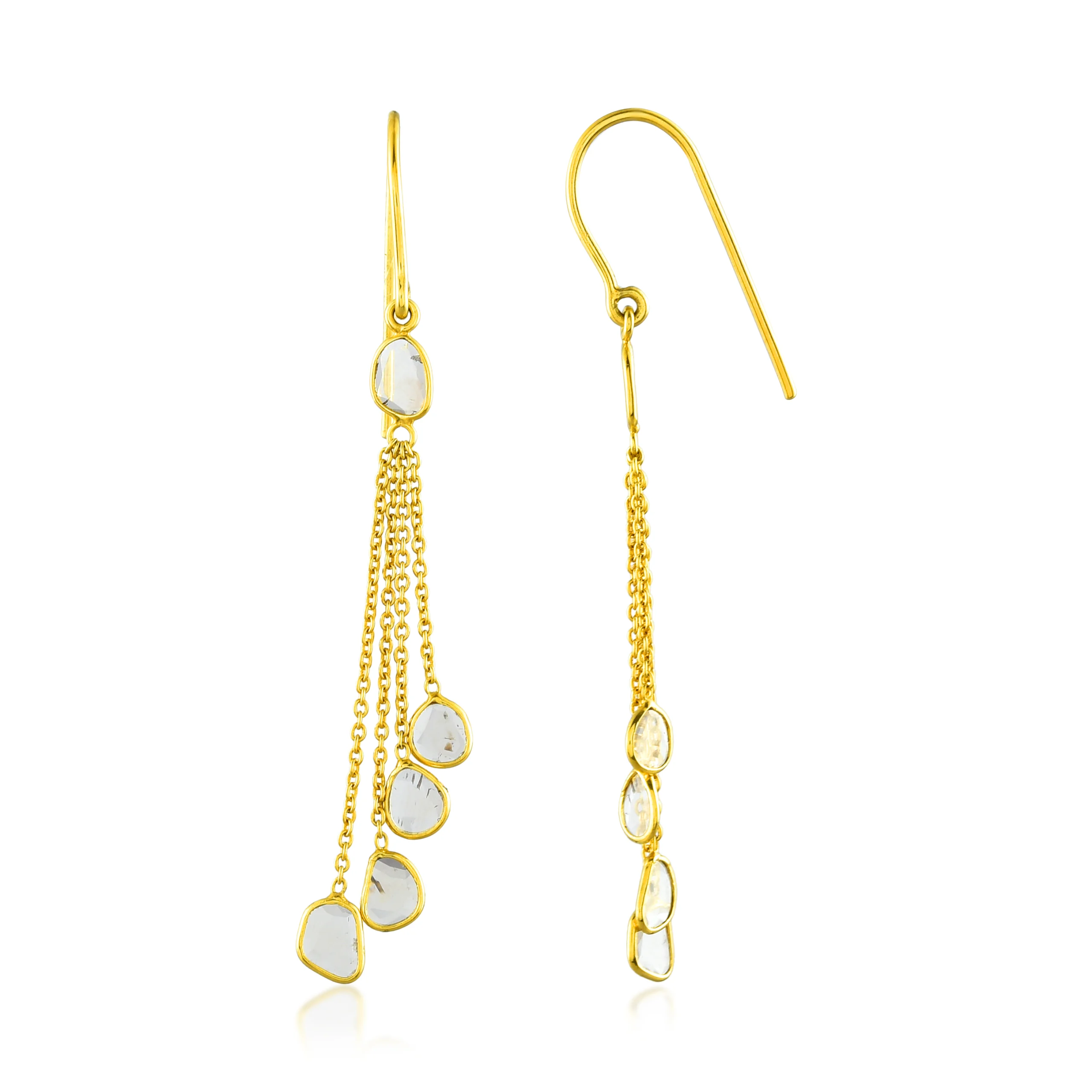 Polki Diamond Tassel Gold Earrings In 18Kt - Image 2