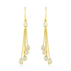 Polki Diamond Tassel Gold Earrings In 18Kt