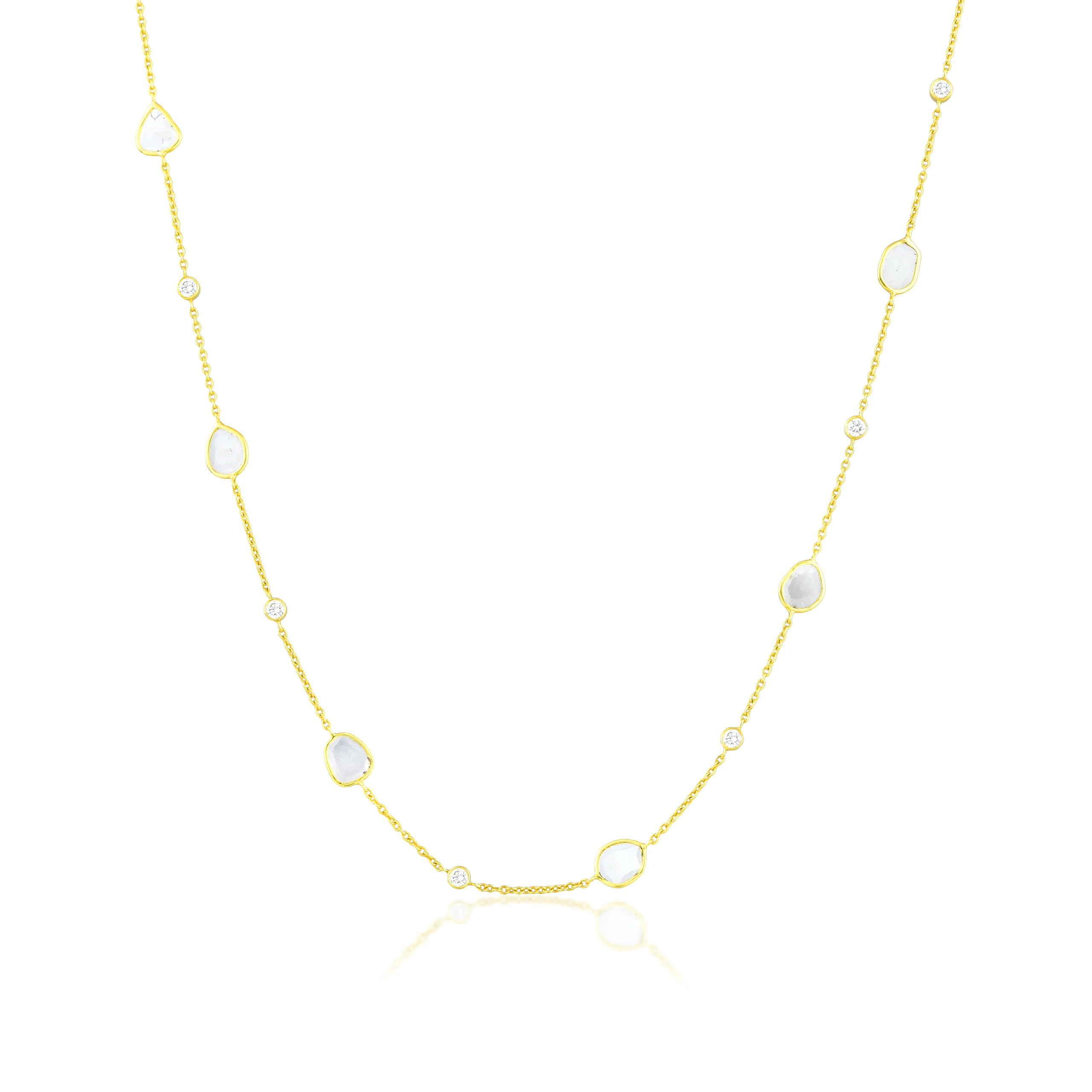 Gold Polki Chain Necklace in 18 Kt - Image 2