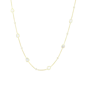 Gold Polki Chain Necklace in 18 Kt