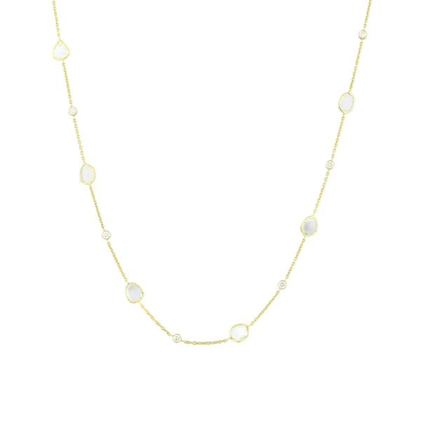 Gold Polki Chain Necklace in 18 Kt