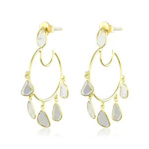 Polki Diamond Moon Earring in 18Kt