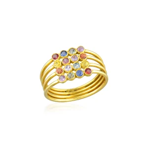 Multisapphire Gold ring in 18Kt