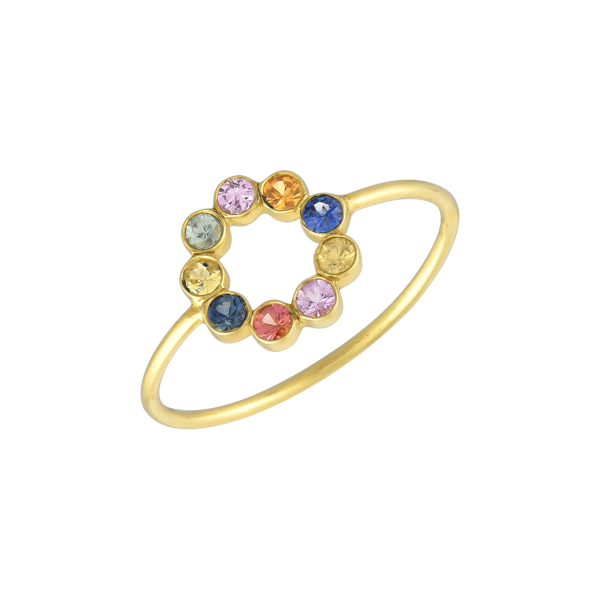 Multisapphire Circular Ring In 18KT Gold