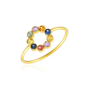 Multisapphire Circular Gold Ring in 18Kt