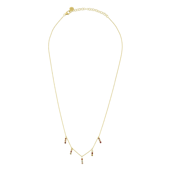 Multisapphire Three Dot Gold Necklace In 18Kt - Image 2