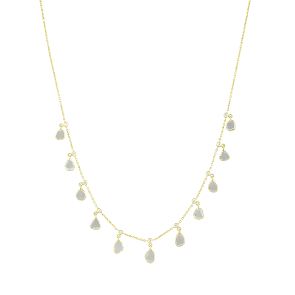 Gold Stone Necklace in 18 Kt