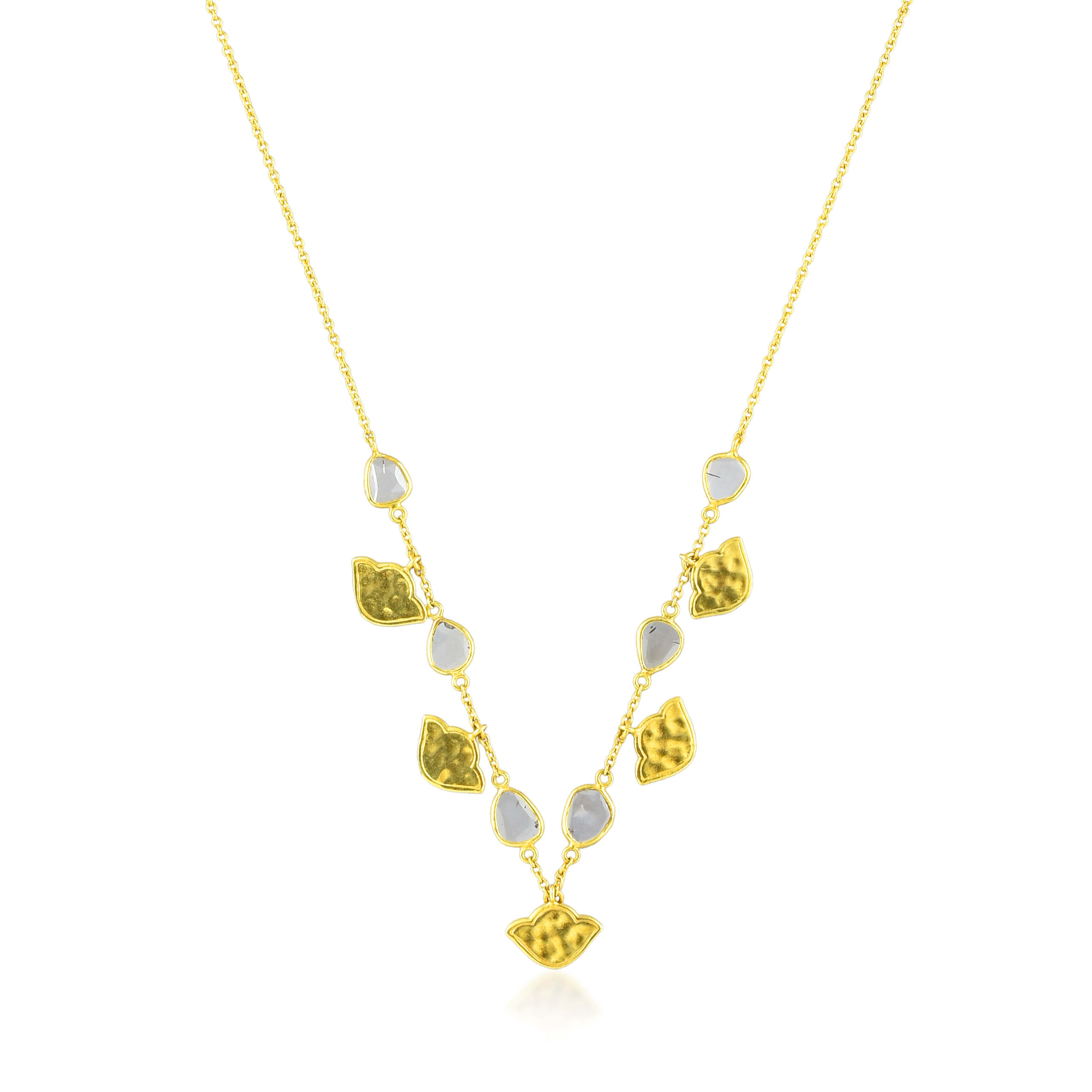 Polki Diamond Lotus Charm Gold Necklace In 18Kt - Image 2