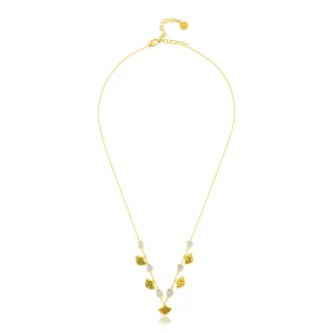 Polki Diamond Lotus Charm Gold Necklace In 18Kt