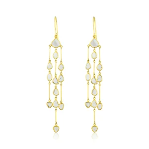 Polki Diamond Dangle Gold Earring in 18Kt