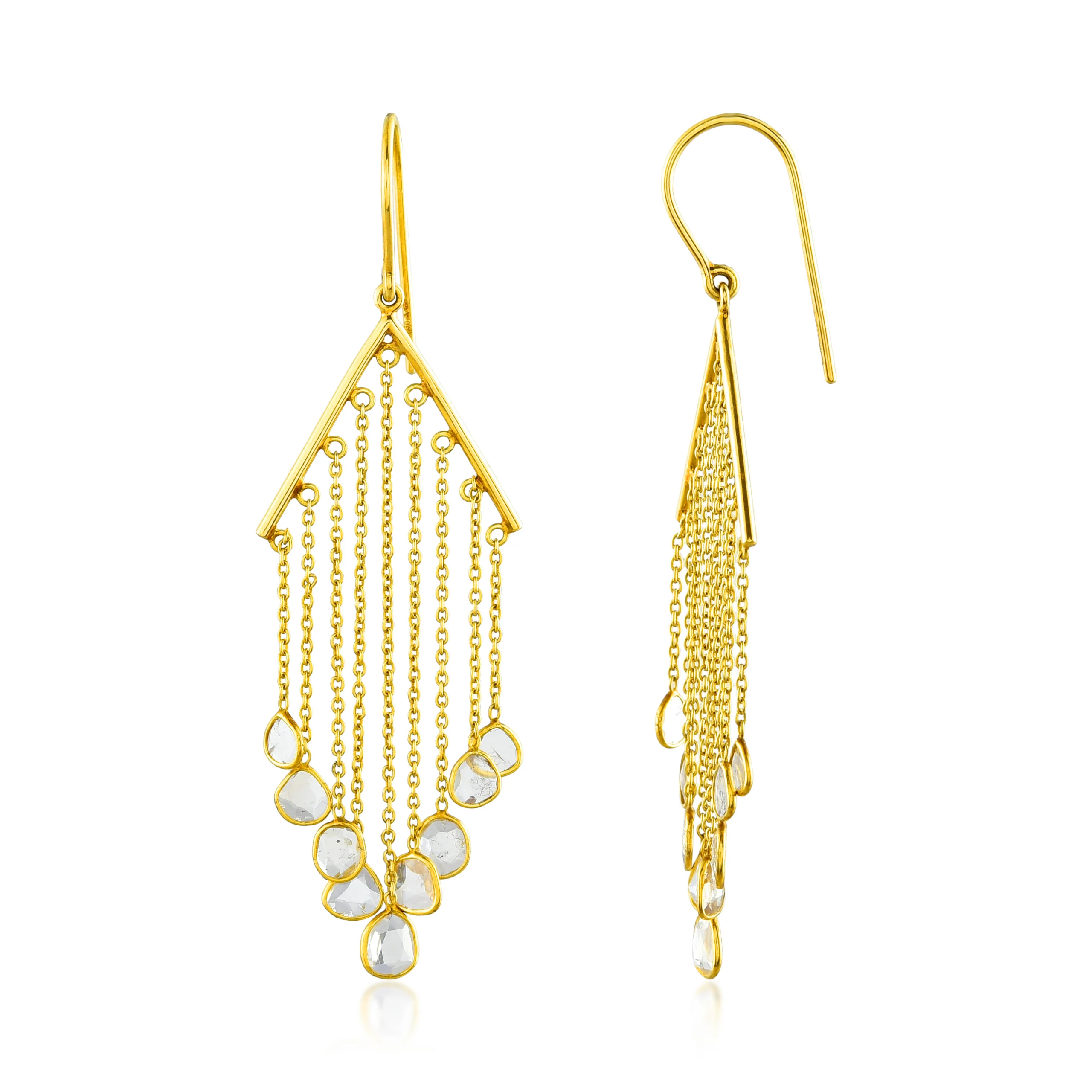 Polki Diamond Dangler Gold Earrings In 18Kt - Image 2