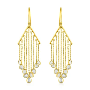 Polki Diamond Dangler Gold Earrings In 18Kt
