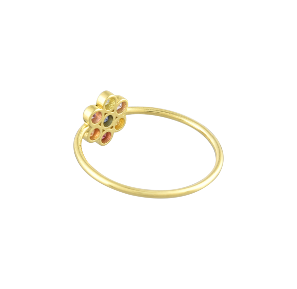 Multisapphire Floral Ring In 18KT Gold - Image 2