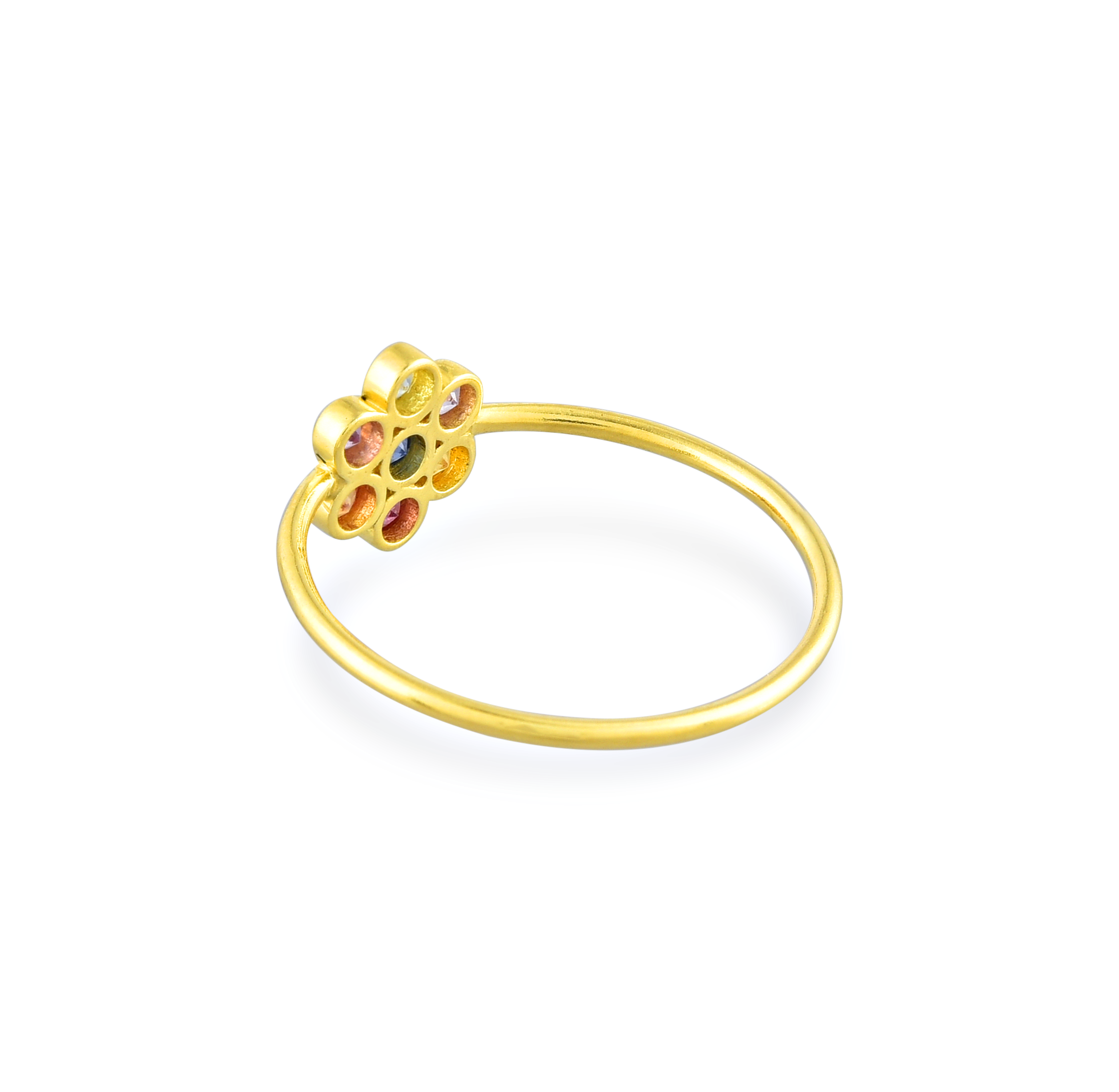 Multisapphire Floral Gold Ring in 18Kt - Image 2