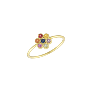 Multisapphire Floral Ring In 18KT Gold