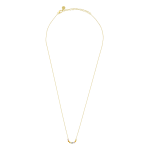 Multisapphire Curved Bar Pendant With Gold Chain In 18Kt