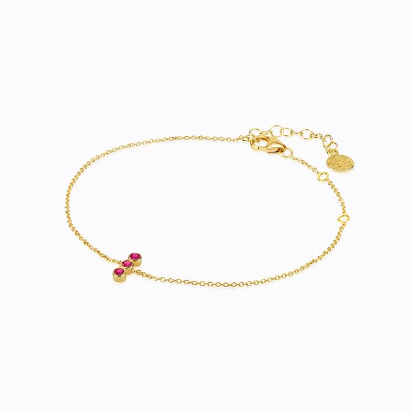 Three Dot Ruby Gold Bracelet In 18Kt - Image 3