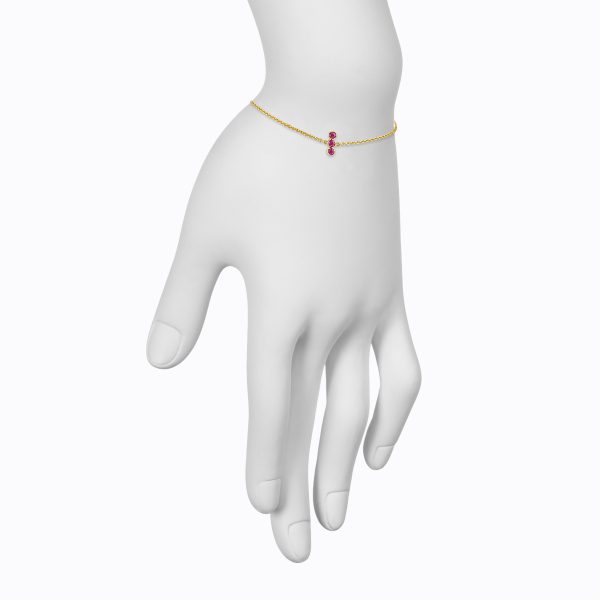 Three Dot Ruby Gold Bracelet In 18Kt - Image 4