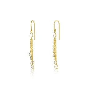 Polki Diamond Tassel Gold Earrings In 18Kt