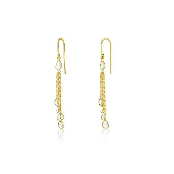 Polki Diamond Tassel Gold Earrings In 18Kt