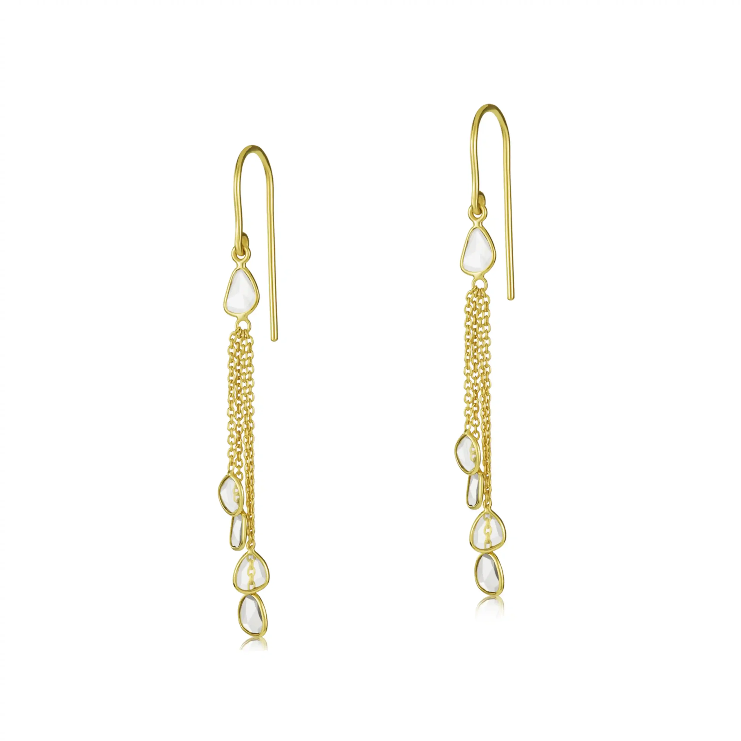 Polki Diamond Tassel Gold Earrings In 18Kt - Image 3