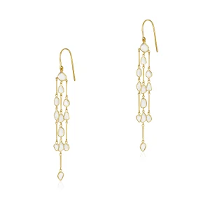 Polki Diamond Dangle Gold Earring in 18Kt