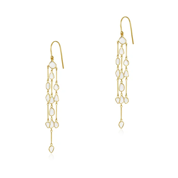 Polki Diamond Dangle Gold Earring in 18Kt
