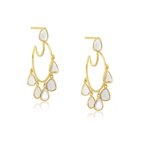 Polki Diamond Moon Earring in 18Kt