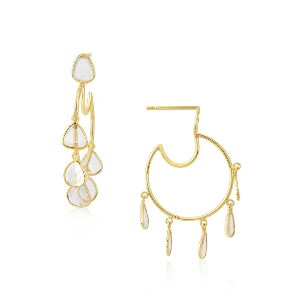 Polki Diamond Moon Earring in 18Kt - Image 2