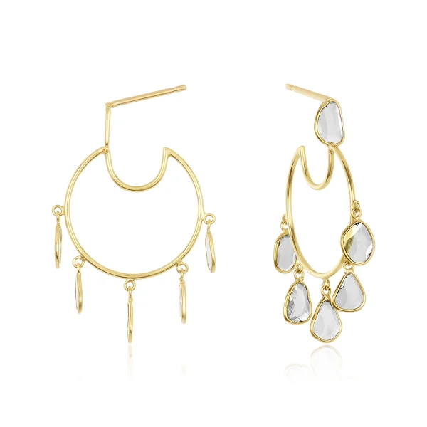 Polki Diamond Moon Earring in 18Kt - Image 4