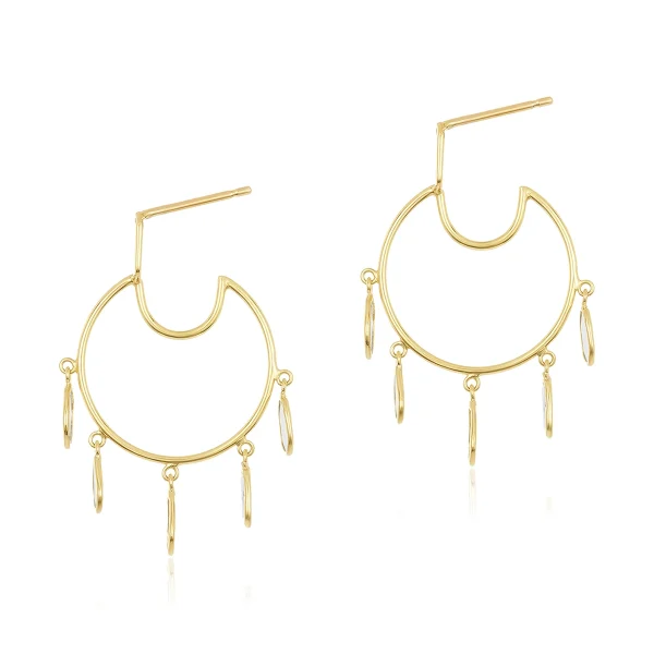 Polki Diamond Moon Earring in 18Kt - Image 5