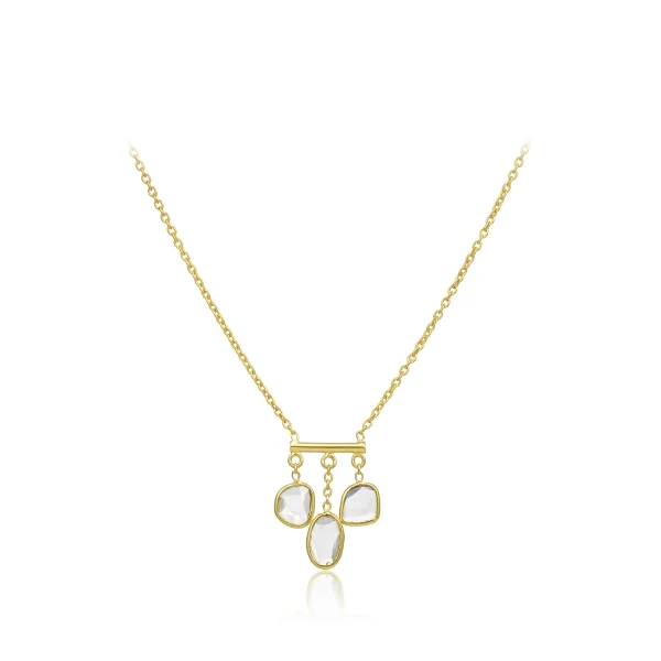 Polki Diamond Dangler Gold Necklace In 18Kt
