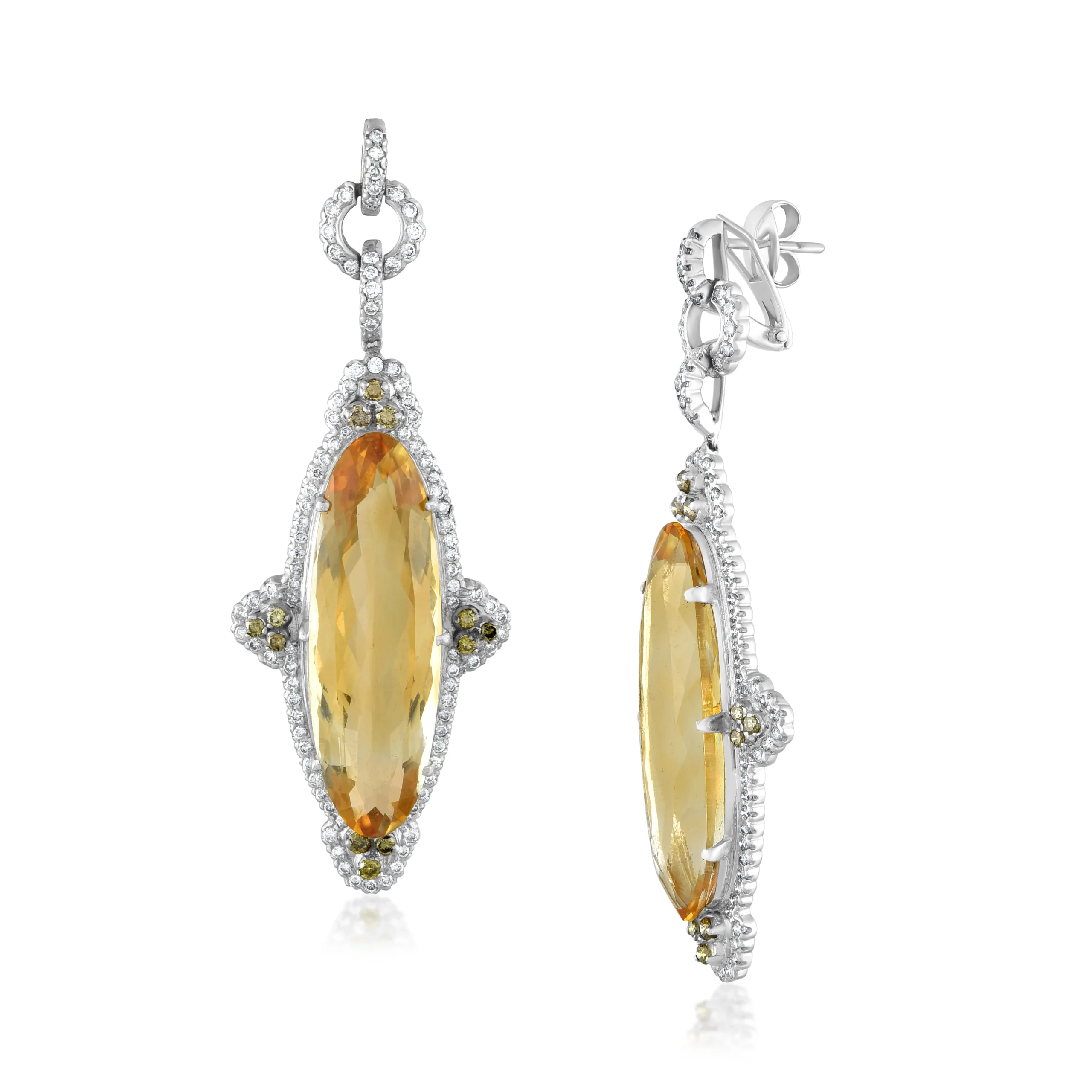 White Gold Citrine Drop Dangles in 14Kt - Image 2