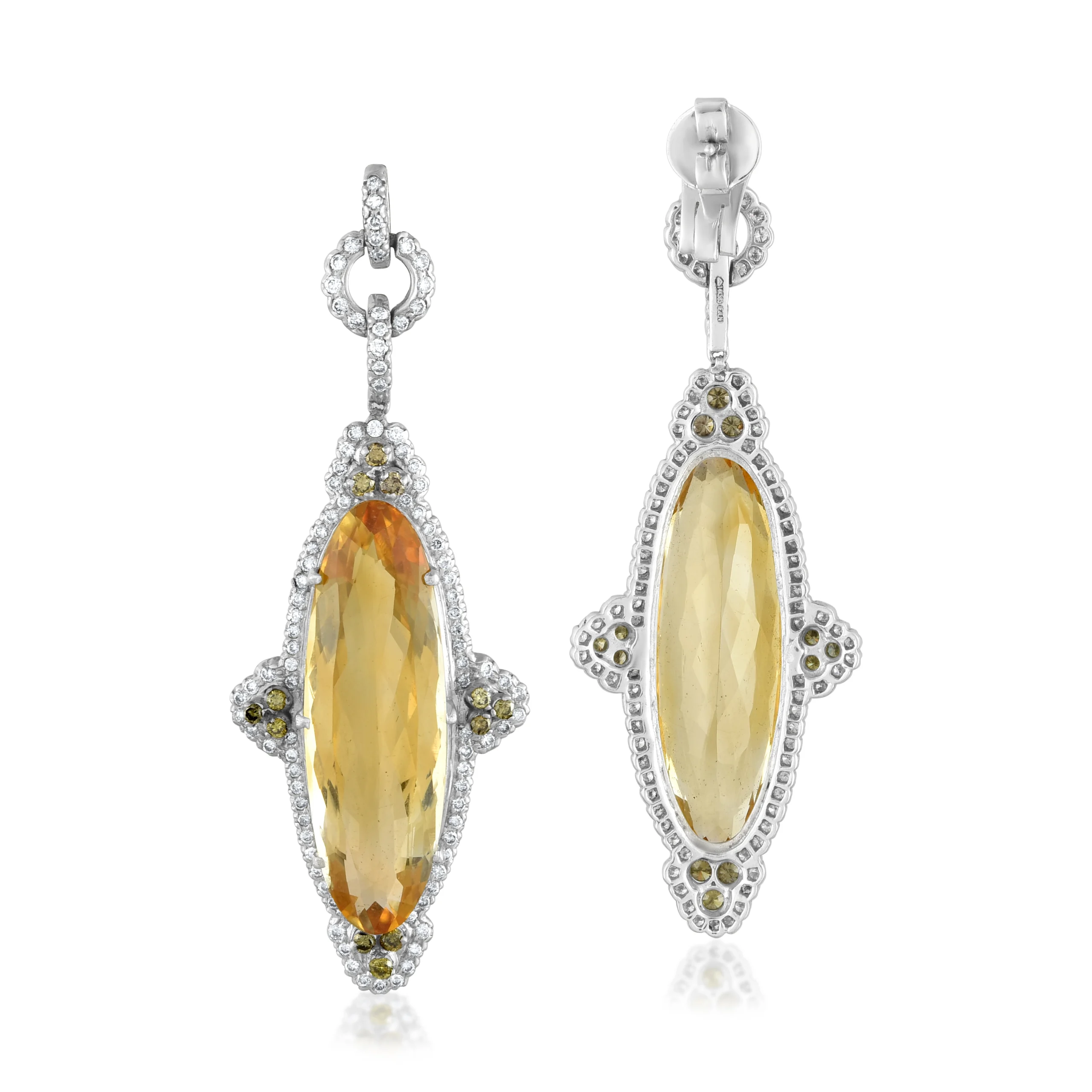 White Gold Citrine Drop Dangles in 14Kt - Image 3