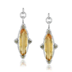 White Gold Citrine Drop Dangles in 14Kt