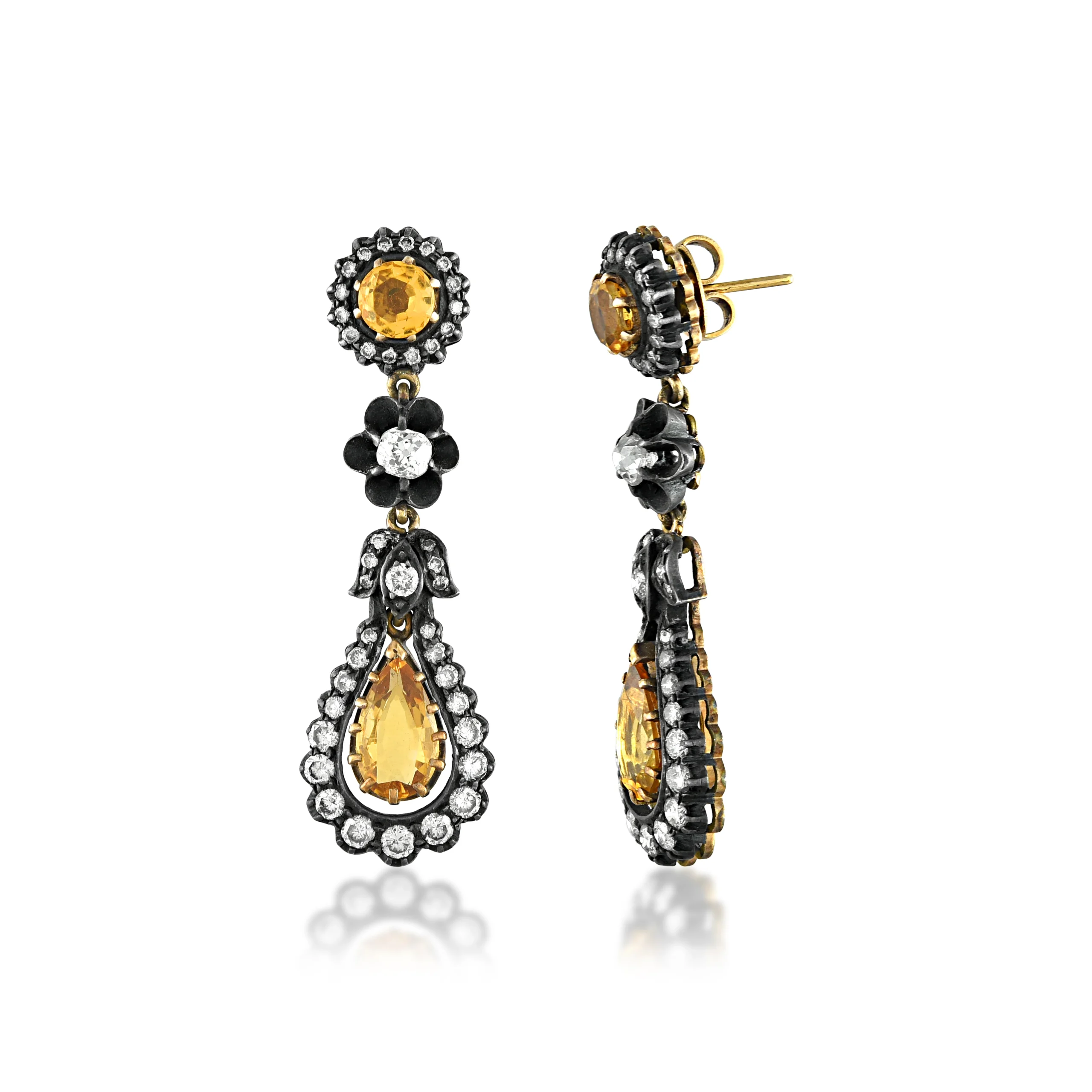 Victorian Citrine Teardrop Earrings - Image 2