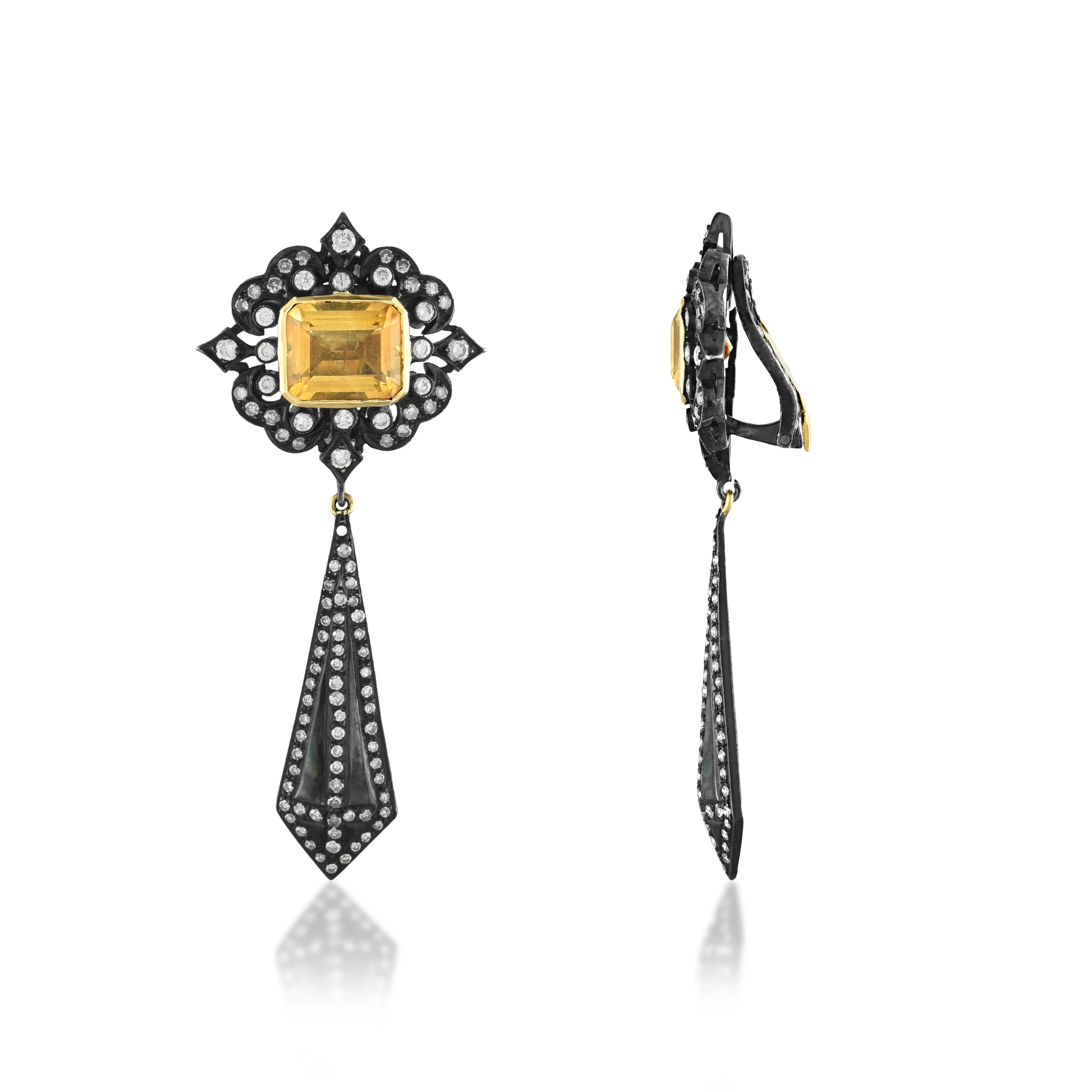 Victorian Citrine Geometric Drop Earrings - Image 2