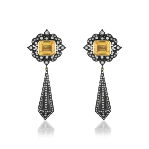 Victorian Citrine Geometric Drop Earrings