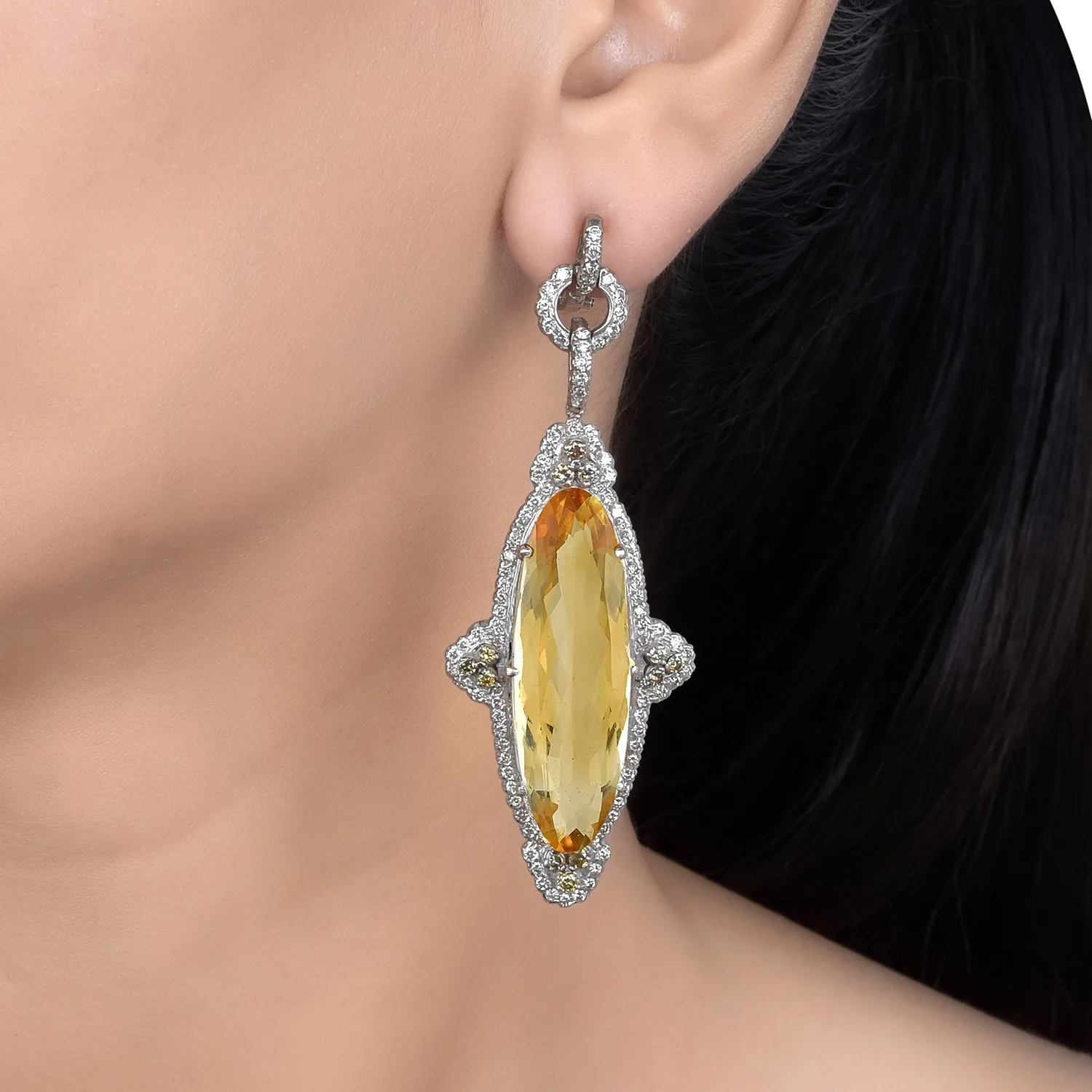 White Gold Citrine Drop Dangles in 14Kt - Image 4