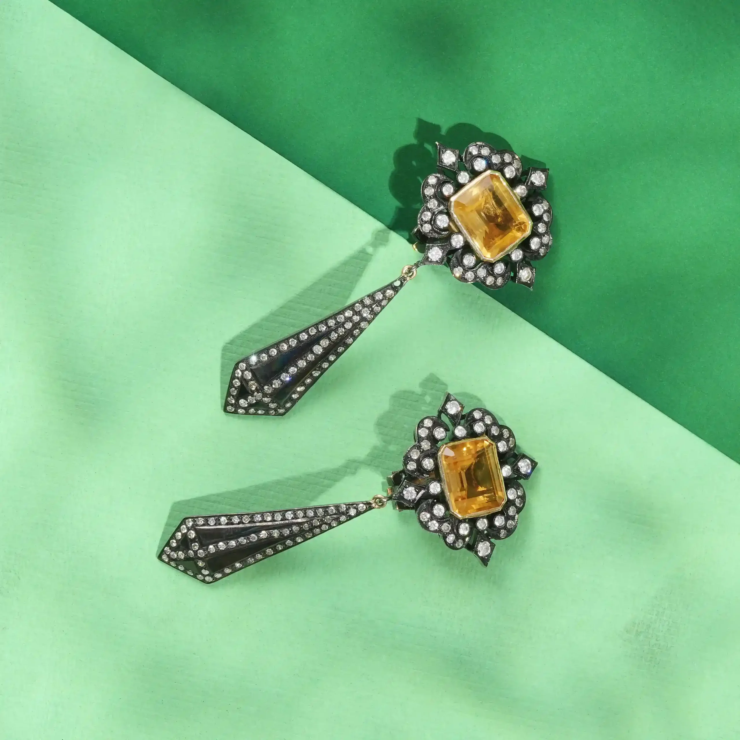 Victorian Citrine Geometric Drop Earrings - Image 4