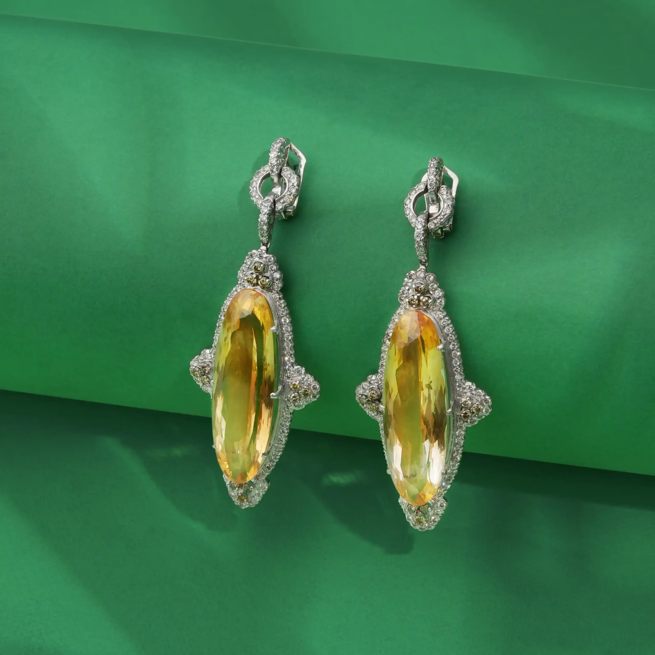White Gold Citrine Drop Dangles in 14Kt - Image 5